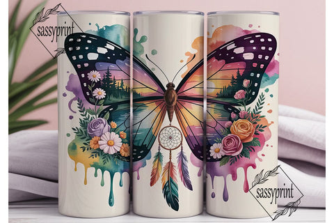 Dreamcatcher Butterfly 20oz Tumbler Wrap Sublimation sassyprint 