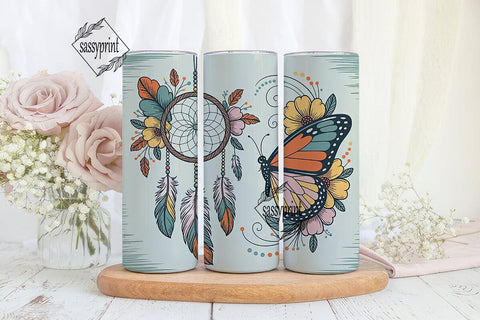 Dreamcatcher Butterfly 20oz Tumbler Wrap Sublimation sassyprint 