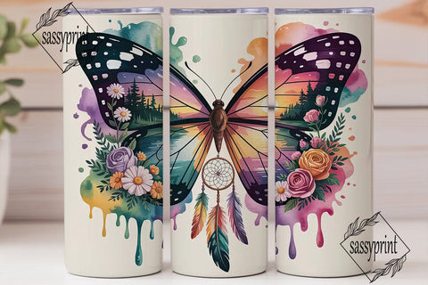 Dreamcatcher Butterfly 20oz Tumbler Wrap Sublimation sassyprint 