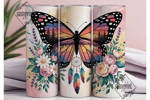 Dreamcatcher Butterfly 20oz Tumbler Wrap Sublimation sassyprint 