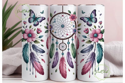 Dreamcatcher Butterfly Tumbler Wrap Sublimation PixelChick 