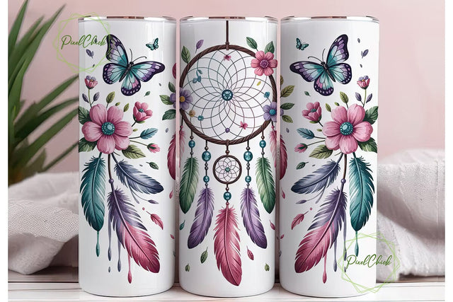 Dreamcatcher Butterfly Tumbler Wrap Sublimation PixelChick 