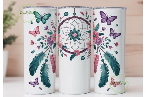Dreamcatcher Butterfly Tumbler Wrap Sublimation PixelChick 