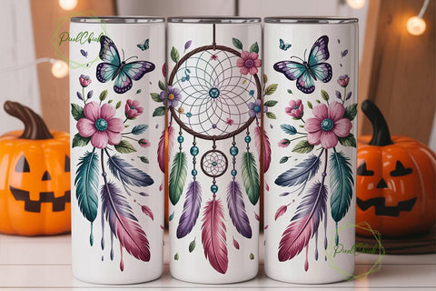 Dreamcatcher Butterfly Tumbler Wrap Sublimation PixelChick 