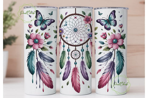 Dreamcatcher Butterfly Tumbler Wrap Sublimation PixelChick 