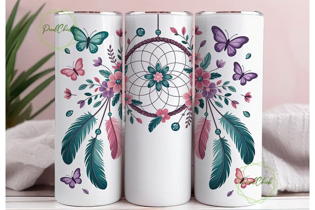 Dreamcatcher Butterfly Tumbler Wrap Sublimation PixelChick 