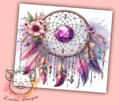 Dreamcatcher Celestial Boho 20oz Tumbler Png, Straight & Tapered Tumbler Png, Dreamcatcher Tumbler Png, Digital Download PNG Sublimation Lara' s Designs 