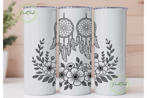 Dreamcatcher Floral Tumbler Wrap Sublimation PixelChick 