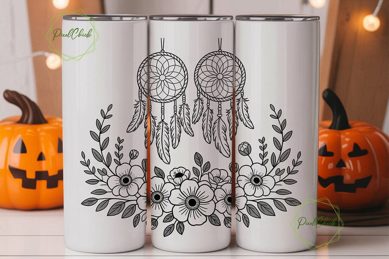 Dreamcatcher Floral Tumbler Wrap Sublimation PixelChick 