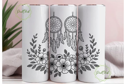 Dreamcatcher Floral Tumbler Wrap Sublimation PixelChick 