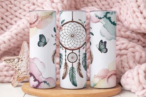 Dreamcatcher & Flowers Tumbler Wrap Sublimation DesignSVG 
