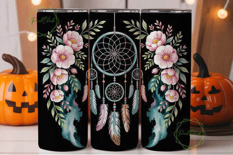 Dreamcatcher & Flowers Tumbler Wrap Sublimation PixelChick 