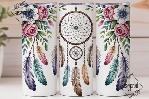 Dreamcatcher & Flowers Tumbler Wrap Sublimation sassyprint 