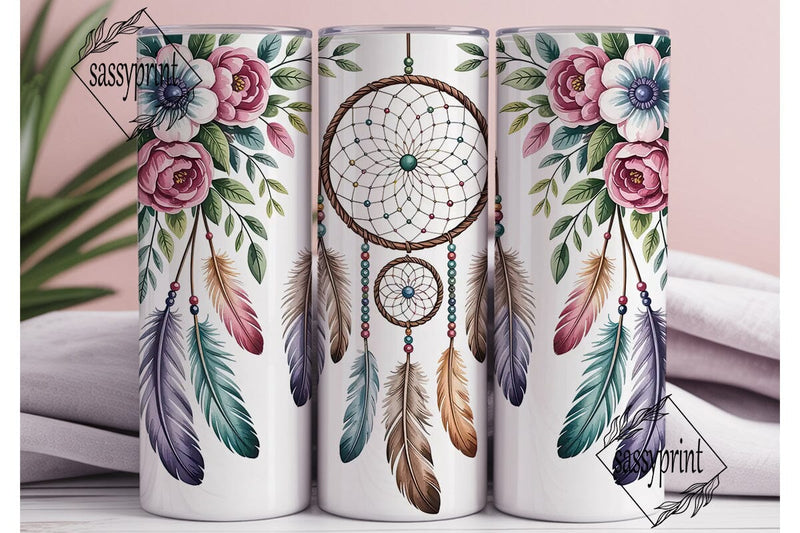 Dreamcatcher & Flowers Tumbler Wrap Sublimation sassyprint 
