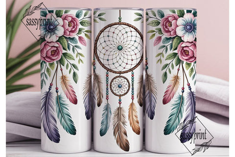 Dreamcatcher & Flowers Tumbler Wrap Sublimation sassyprint 