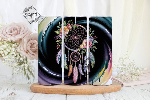 Dreamcatcher & Flowers Tumbler Wrap Sublimation sassyprint 