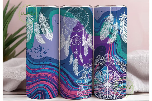 Dreamcatcher Mandala 20oz Tumbler Wrap Sublimation PixelChick 