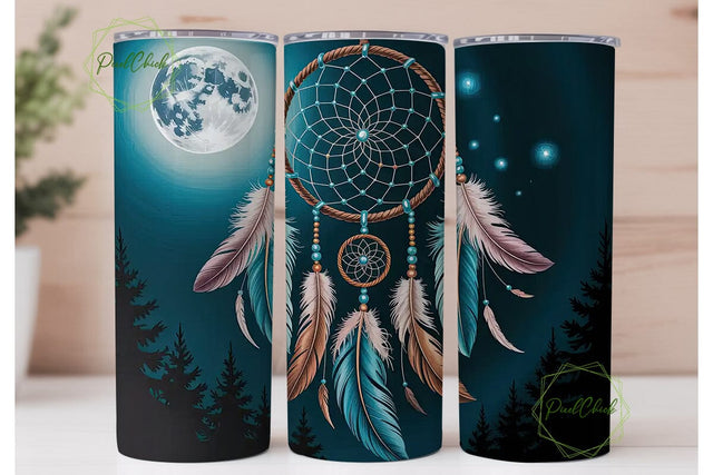 Dreamcatcher Moon 20oz Tumbler Wrap Sublimation PixelChick 
