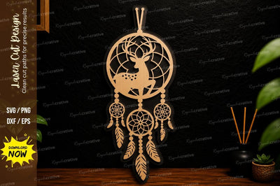 Dreamcatcher Moon Ornament Laser Cut Svg Design SVG Regulrcrative 