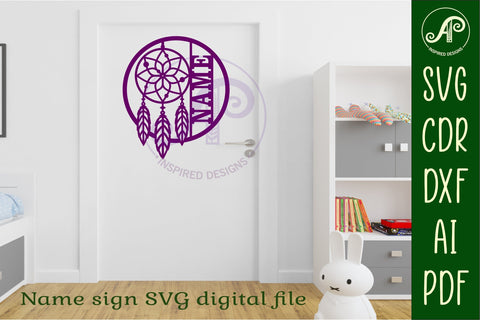 Dreamcatcher name wall art sign SVG APInspireddesigns 
