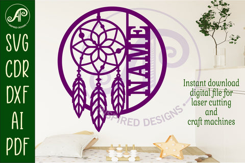 Dreamcatcher name wall art sign SVG APInspireddesigns 