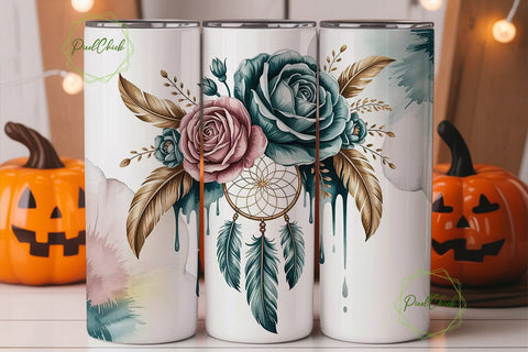 Dreamcatcher Rose Tumbler Wrap Sublimation PixelChick 