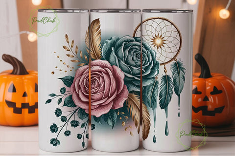 Dreamcatcher Rose Tumbler Wrap Sublimation PixelChick 