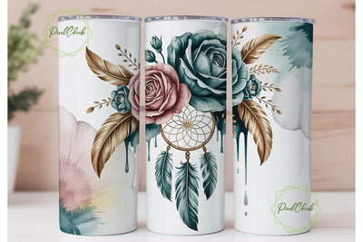 Dreamcatcher Rose Tumbler Wrap Sublimation PixelChick 