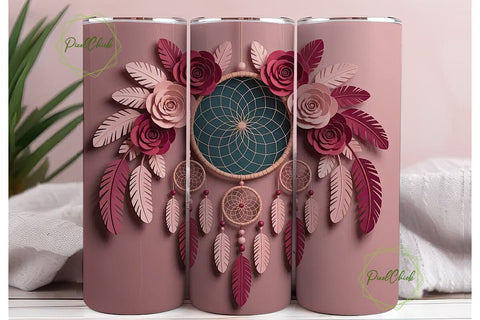 Dreamcatcher & Roses 20oz Tumbler Wrap Sublimation PixelChick 