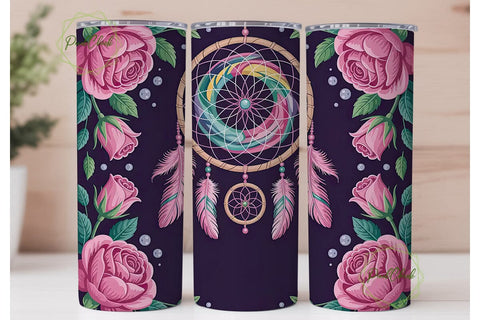 Dreamcatcher & Roses 20oz Tumbler Wrap Sublimation PixelChick 