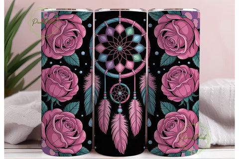 Dreamcatcher & Roses 20oz Tumbler Wrap Sublimation PixelChick 