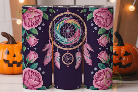 Dreamcatcher & Roses 20oz Tumbler Wrap Sublimation PixelChick 