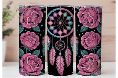 Dreamcatcher & Roses 20oz Tumbler Wrap Sublimation PixelChick 