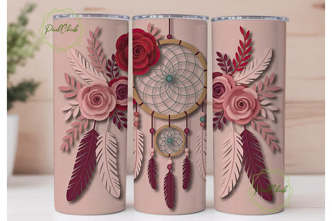 Dreamcatcher & Roses 20oz Tumbler Wrap Sublimation PixelChick 