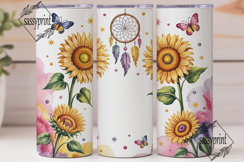 Dreamcatcher Sunflower Tumbler Wrap PNG Sublimation sassyprint 