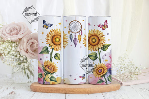 Dreamcatcher Sunflower Tumbler Wrap PNG Sublimation sassyprint 