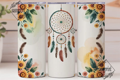 Dreamcatcher & Sunflowers 20oz Tumbler Sublimation sassyprint 