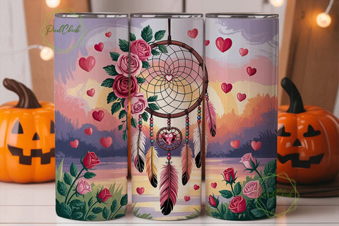 Dreamcatcher Sunset Roses 20oz Tumbler Sublimation PixelChick 