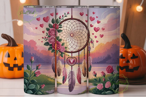 Dreamcatcher Sunset Roses 20oz Tumbler Sublimation PixelChick 