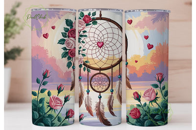 Dreamcatcher Sunset Roses 20oz Tumbler Sublimation PixelChick 