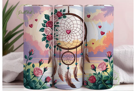 Dreamcatcher Sunset Roses 20oz Tumbler Sublimation PixelChick 