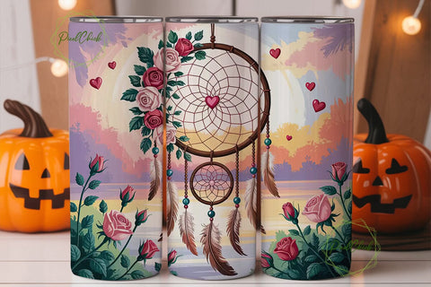Dreamcatcher Sunset Roses 20oz Tumbler Sublimation PixelChick 