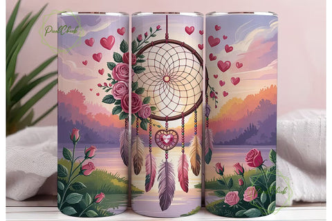Dreamcatcher Sunset Roses 20oz Tumbler Sublimation PixelChick 