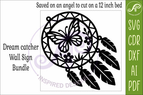 Dreamcatcher SVG Bundle – 4 Laser Cut Designs (Butterfly, Fairy, Moon & Tree of Life) Glowforge Cricut Files SVG APInspireddesigns 