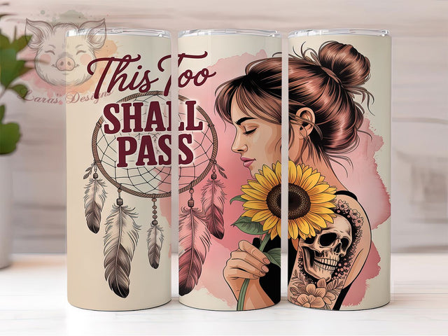 Dreamcatcher Tattoo Boho Tumbler Wrap, Dreamcatcher Design Cup, Spiritual Quote Gift, Boho Girl Pattern, Motivational Tattoo Art, Native Inspired Design, Healing Quote Tumbler Sublimation Lara' s Designs 