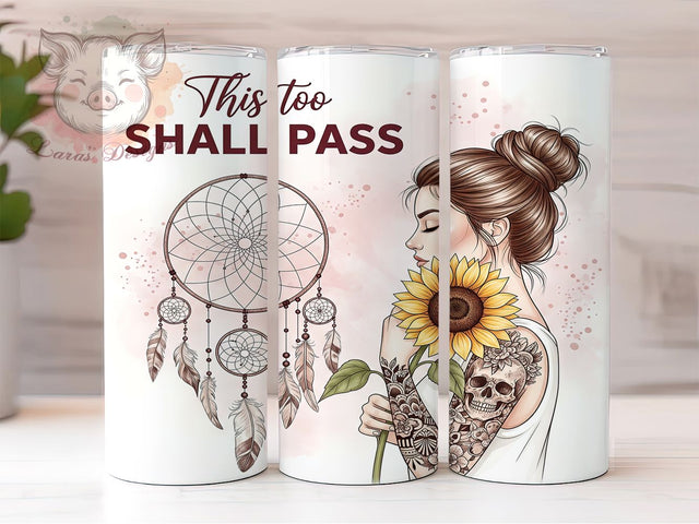 Dreamcatcher Tattoo Boho Tumbler Wrap, Dreamcatcher Design Cup, Spiritual Quote Gift, Boho Girl Pattern, Motivational Tattoo Art, Native Inspired Design, Healing Quote Tumbler Sublimation Lara' s Designs 