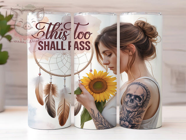 Dreamcatcher Tattoo Boho Tumbler Wrap, Dreamcatcher Design Cup, Spiritual Quote Gift, Boho Girl Pattern, Motivational Tattoo Art, Native Inspired Design, Healing Quote Tumbler Sublimation Lara' s Designs 