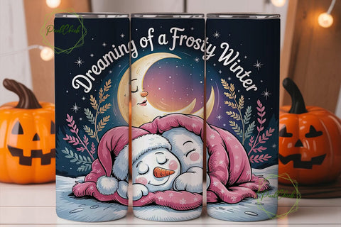 Dreaming of Frosty Winter Tumbler Wrap Sublimation PixelChick 