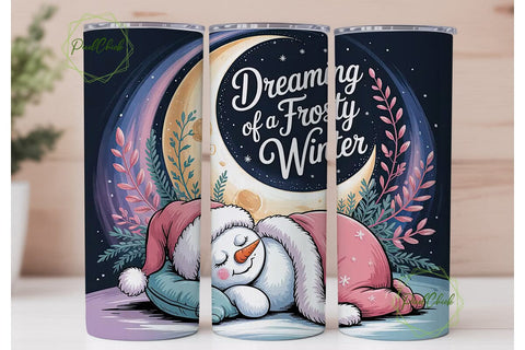 Dreaming of Frosty Winter Tumbler Wrap Sublimation PixelChick 
