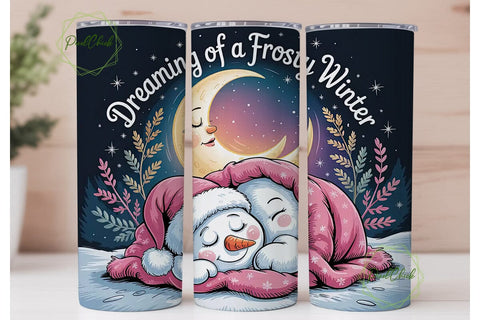 Dreaming of Frosty Winter Tumbler Wrap Sublimation PixelChick 